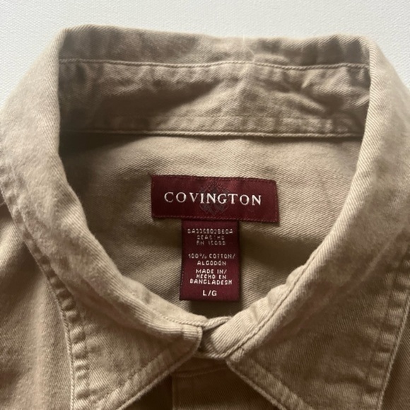 COVINGTON SHIRT JACKET BEIGE KHAKI‎ COLOR BUTTON FRONT MEN'S LARGE!! (C) - Picture 2 of 4